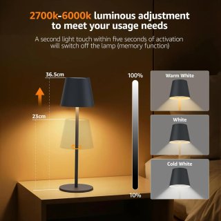 Lámpara Mesa LED Recargable Aipsun Gris