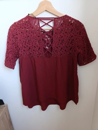 Blusa Zara Basic Talla M Encaje
