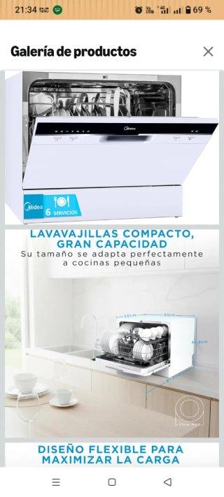 Lavavajillas Midea Blanco 55cm 6 servicios Nuevo