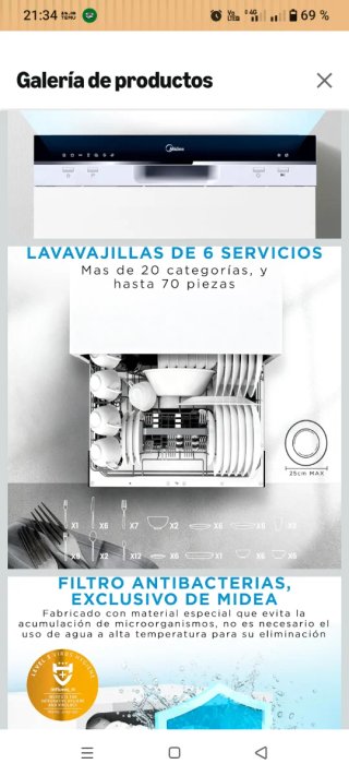 Lavavajillas Midea Blanco 55cm 6 servicios Nuevo