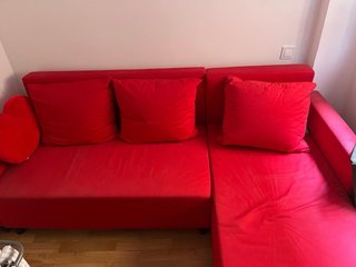 Sofá Cama Chaiselongue 3 Plazas Rojo