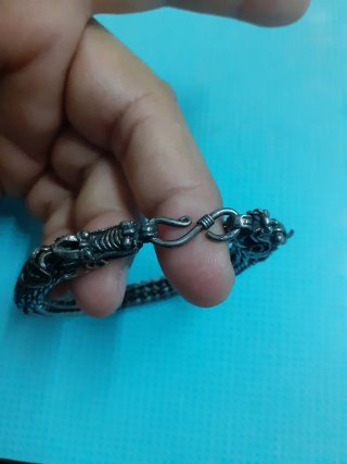 Pulsera Plata 925 Dragones Malla Hecha a Mano