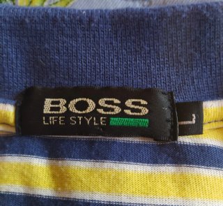 Polo BOSS Rayas Azul y Amarillo Talla L