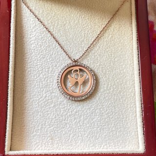 Collar Ángel Plata 925 Baño Oro Rosa Circonita