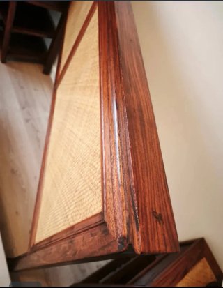 Cabecero Cama Madera y Ratán