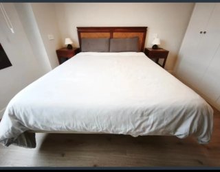Cabecero Cama Madera y Ratán