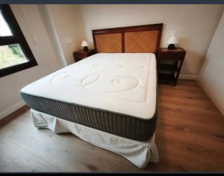Cabecero Cama Madera y Ratán