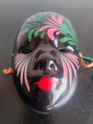 Máscara Veneciana Decorativa - Porcelana Negra