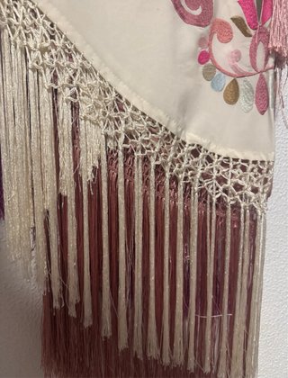 Mantoncillo Flamenca Blanco Bordado Flores