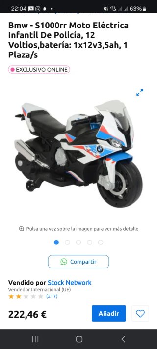Moto Batería Niño BMW S1000RR