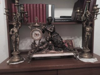 Conjunto Bronce Reloj y Candelabros