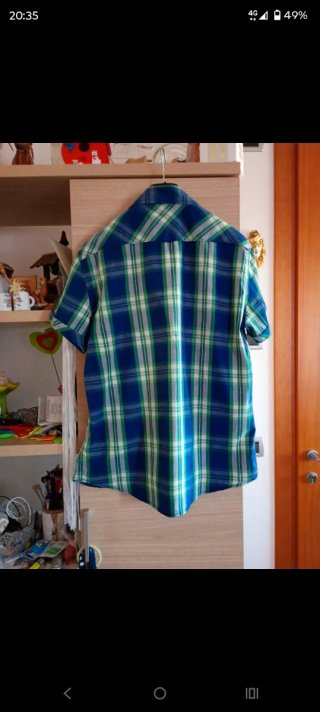 Camicia uomo a quadri blu e verde