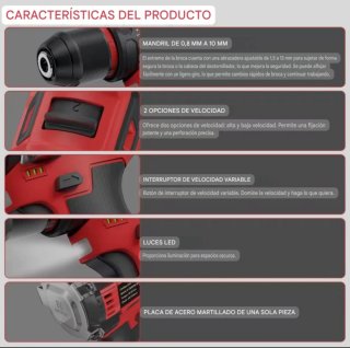 Taladro Atornillador Inalámbrico (2 Baterías)