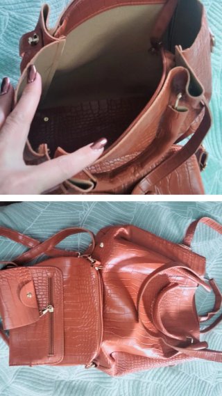 Bolso Marrón, Bikini Leopardo y Tacones Rojos
