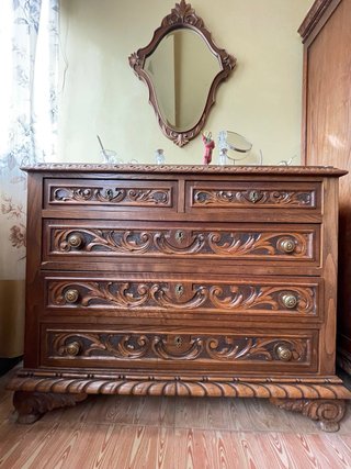 Conjunto habitación madera maciza tallado