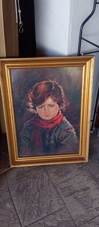 Cuadro antiguo niño llorando