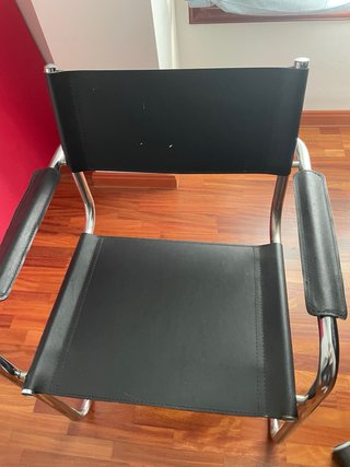 Silla de oficina vintage cuero y metal