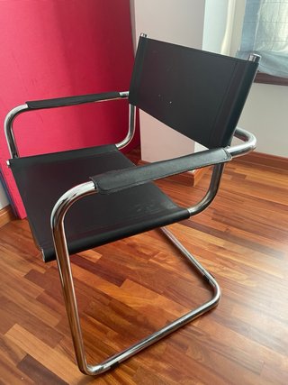 Silla de oficina vintage cuero y metal