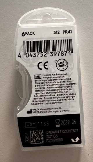 Pilas Audífono Duracell Activair 312 (Lote 120)