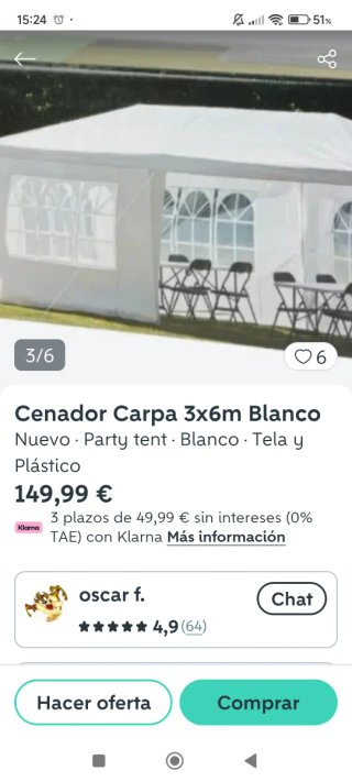 Nueva Carpa de fiesta 3x6m