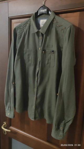 Camicia militare donna verde con borchie XL