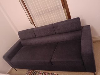 Sofá 3 plazas azul/gris - Poco uso