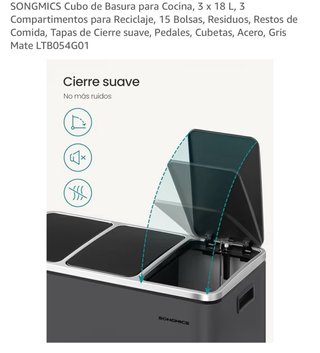 Cubo Basura Reciclaje Songmics 3 Compartimentos