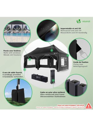 Carpa Plegable 3x6m Impermeable Negra