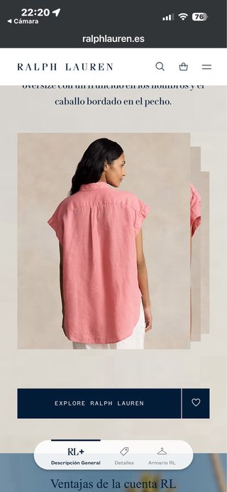 Camisa Polo Ralph Lauren Rosa sin Mangas