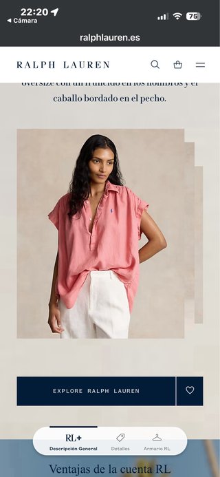 Camisa Polo Ralph Lauren Rosa sin Mangas