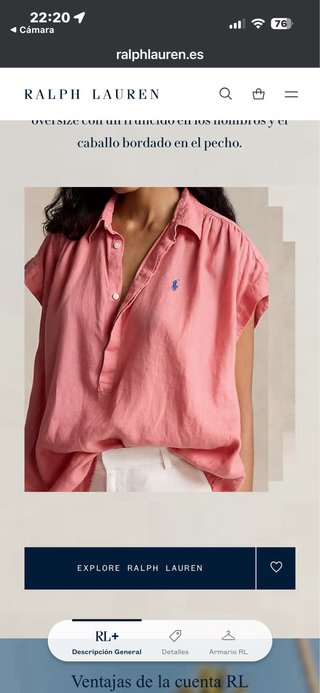 Camisa Polo Ralph Lauren Rosa sin Mangas