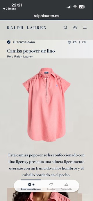 Camisa Polo Ralph Lauren Rosa sin Mangas