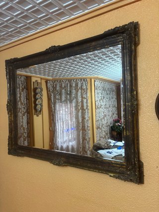 Espejo Marco Antiguo Dorado y Marrón