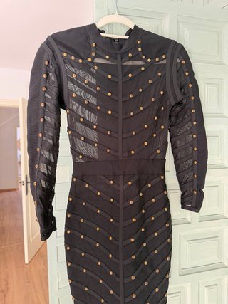 Vestido Negro con Tachuelas tela bandage