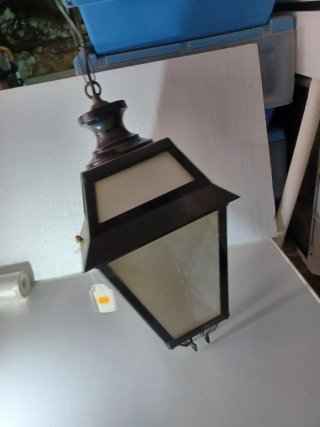 Lámpara de techo farola metal y cristal