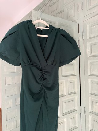 Vestido verde con drapeado