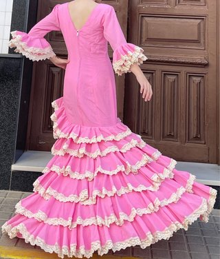 Traje de Flamenca Encaje Bolillos T.36-38