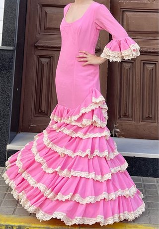 Traje de Flamenca Encaje Bolillos T.36-38