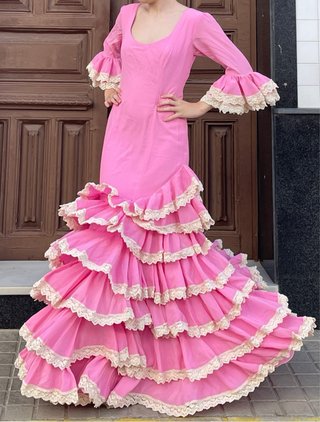 Traje de Flamenca Encaje Bolillos T.36-38