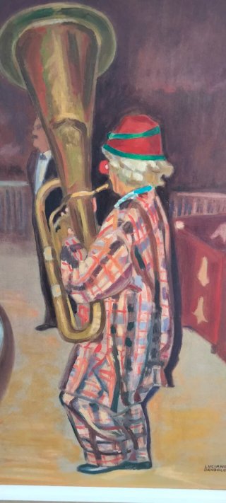 Quadro olio su tavola con cornice pagliaccio clown
