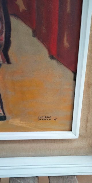 Quadro olio su tavola con cornice pagliaccio clown