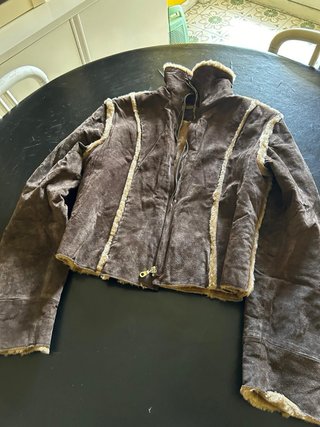 Montoncino in vera pelle marrone