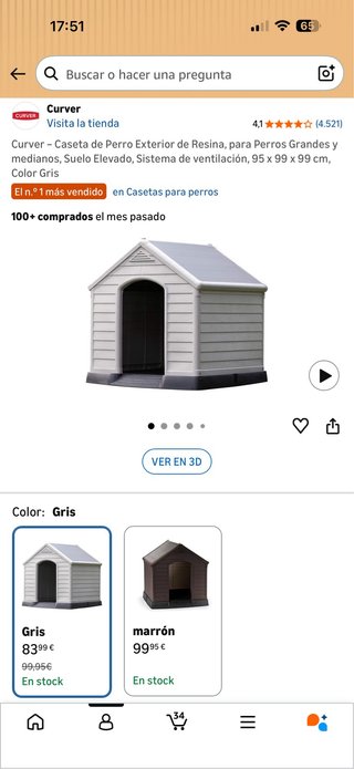 Caseta Perro Resina Gris/Marrón
