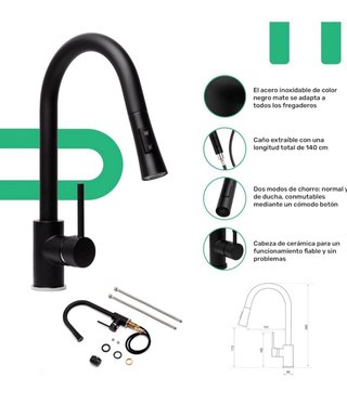 Fregadero Negro Granito con Grifo