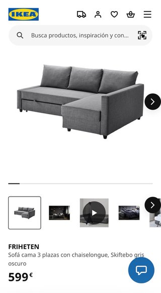 Sofá cama IKEA FRIHETEN gris oscuro