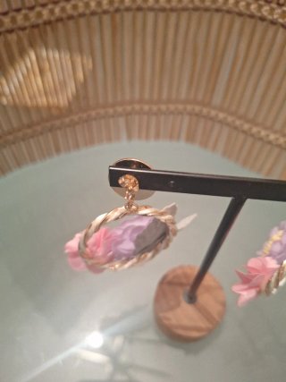 Pendientes aro flores acero