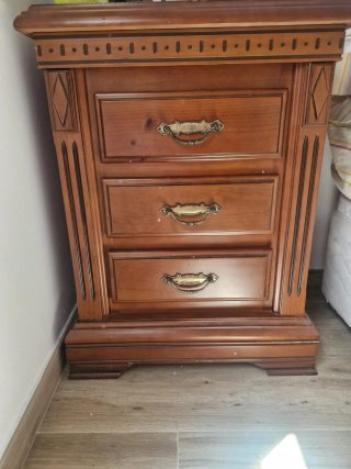 2 Mesitas de Noche Madera Maciza Cajones