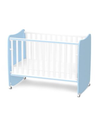 Cuna de bebé azul y blanca