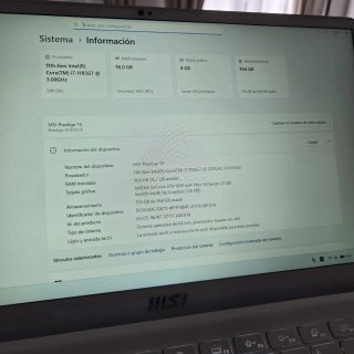 MSI Ultrabook i7 11ª 16GB RAM 1TB SSD GTX
