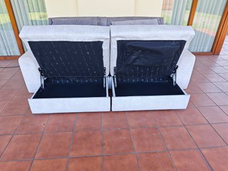 Sofá eléctrico beige y gris